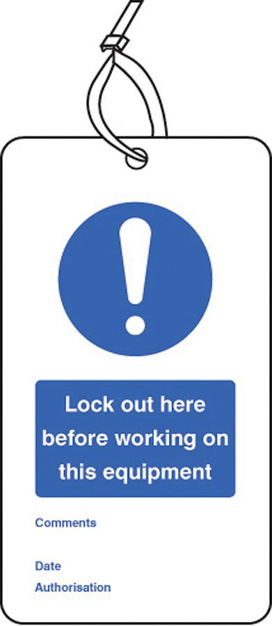 Lockout Tag - Lock out here before working on... (80x150 mm Width Pk of 10