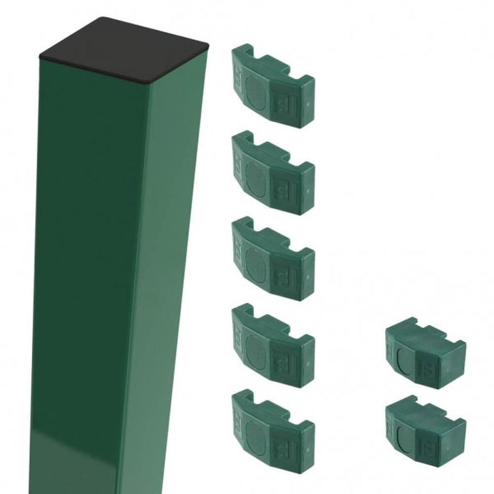 Green Mid/End Post For 2.4m High FenceWith Fixings (3.1m Overall Length)