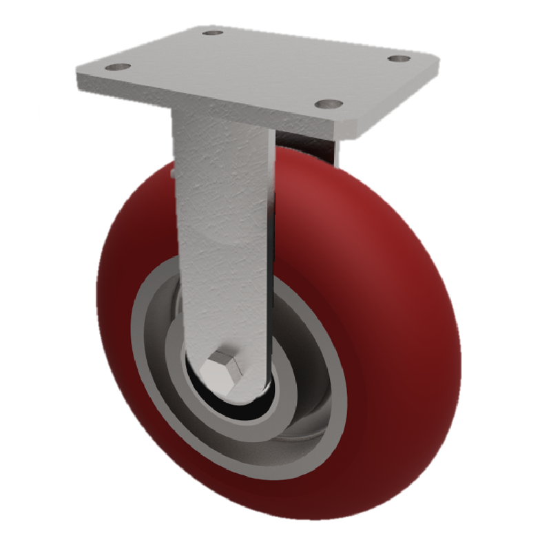 Ergonomic Polyurethane Plate Fixed Castor 150mm 500kg Load