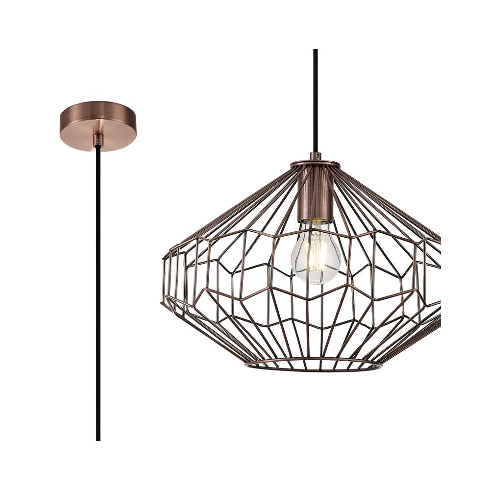 Luxuria Prismara 36cm Medium Pendant Light E27 Antique Copper/Black