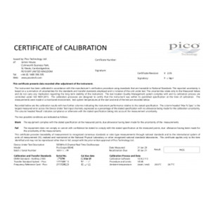 Pico Technology CC051 Calibration Certificate, PicoScope 6000E Series 300MHz/500MHz Oscilloscopes