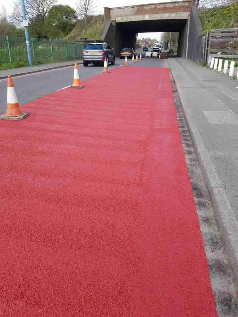 Anti Skid Coloured Surfacing Solutions For Bus Lanes Leicestershire