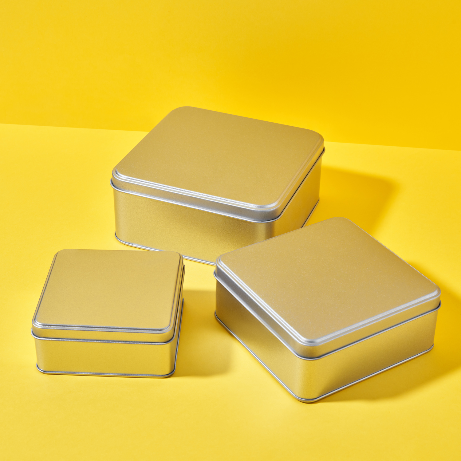 Square Tin with Slip Lid in Silver