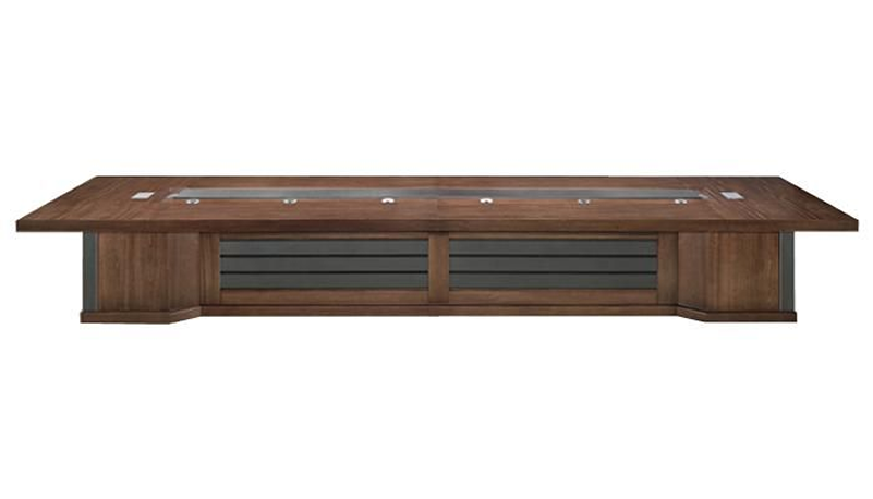 Specialising In Real Wood Veneer Luxury Boardroom Table with Black Leather Detailing - 5000mm to 6000mm - KT5B60 North Yourkshire