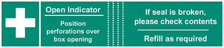 First aid box tamper labels  (82x23mm on roll of 50)