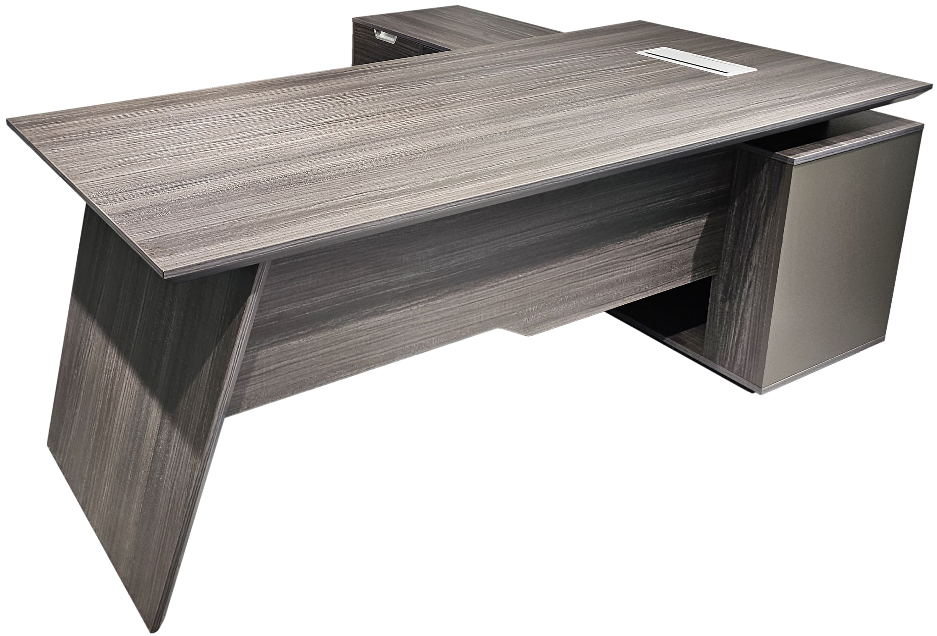 Providers Of Modern Grey Oak Veneer Corner Executive Office Desk with Built in Storage - 2000mm - DG19-C-D20 Near Me