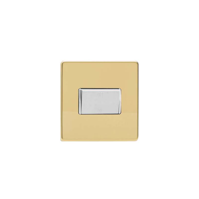 Varilight Screw Less Polished Brass Fan Isolating Switch (3 Pole) Whit