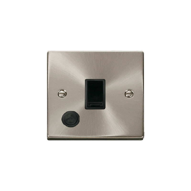 Click Deco 20A 1 Gang DP Switch With Flex Outlet Satin Chrome Insert Black