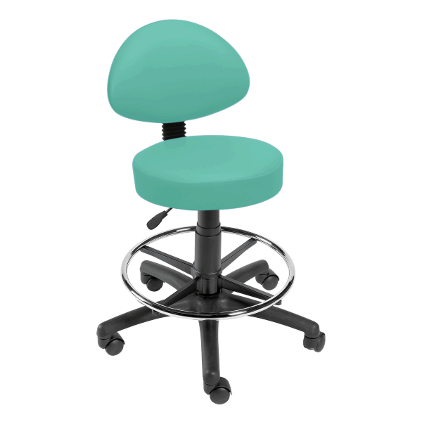 Gas Lift Examination Stool with Back Rest and Foot Ring - Mint