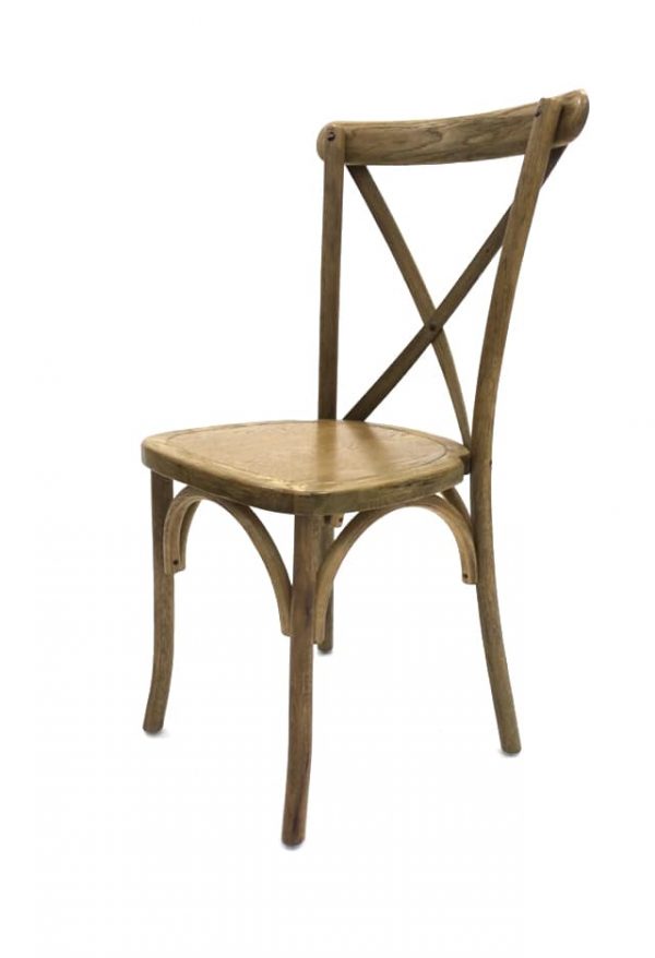 Suppliers Of Traditional Light Rustic Wooden Cross Back Chairs For Barn Weddings