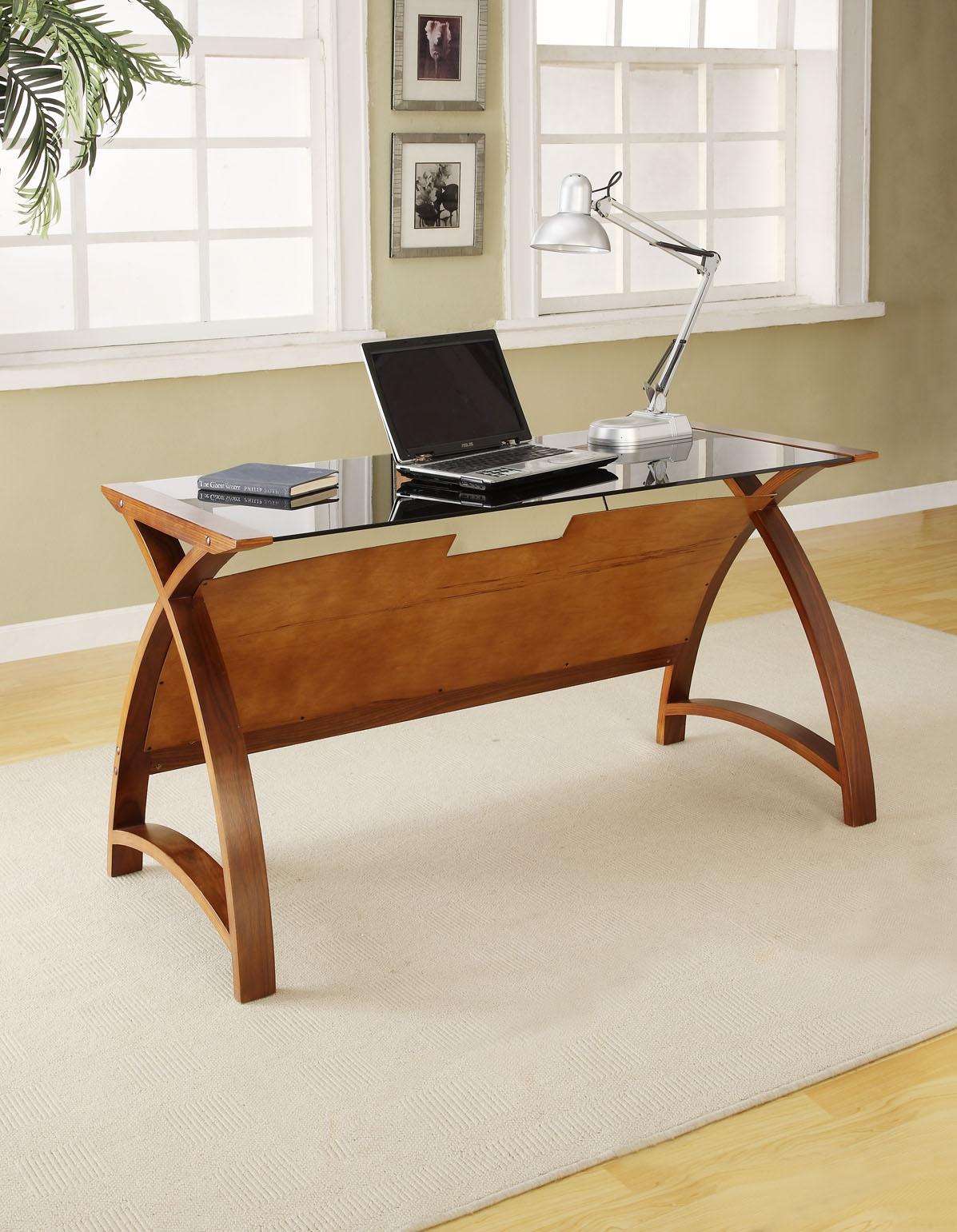 Providers Of Glass Office Desk With Walnut Frame PC201-LT-1300-WB Huddersfield