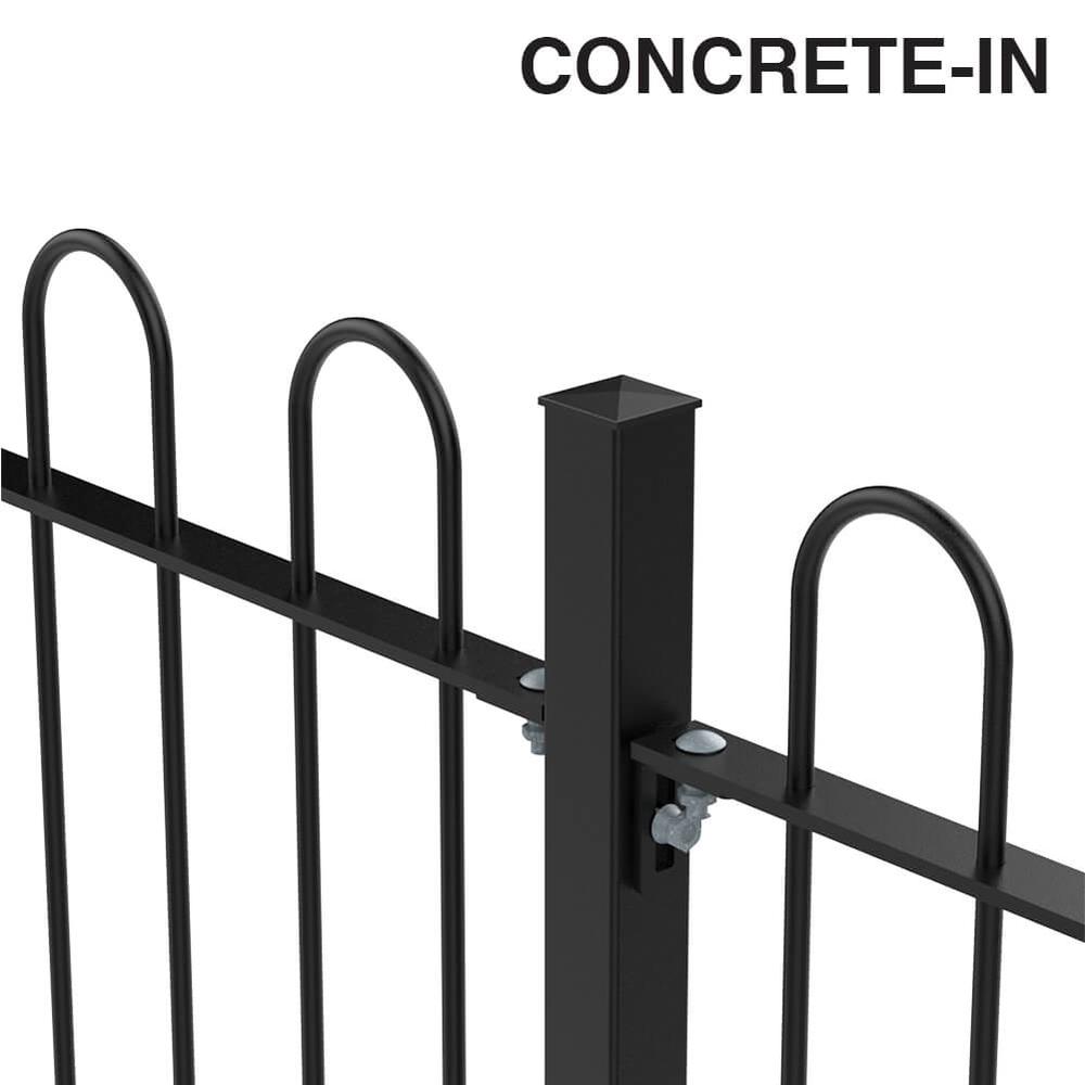 1200mm Bow Top Concrete-in Fence p/m- 1200mm x 12mm Bars - PPC Black