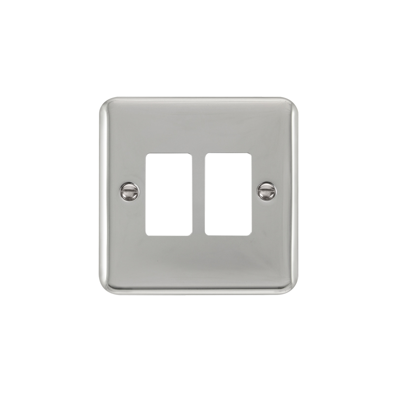 Click GridPro Deco Plus 2 Gang Frontplate Polished Chrome