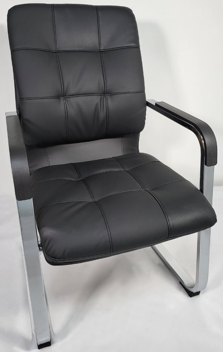 Stylish Black Leather Cantilever Visitor Chair - C147 North Yourkshire