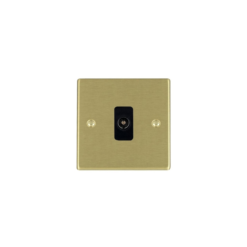 Hamilton Hartland 1 Gang Isolated TV Outlet Satin Brass/Black Insert