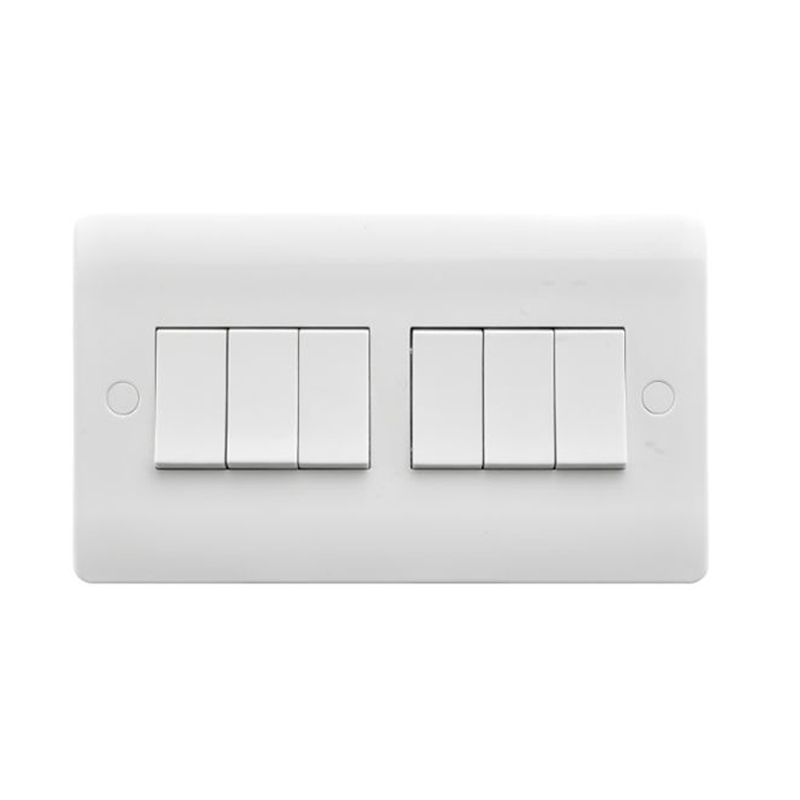 Hamilton Verve 6G 10A 2 Way Micro Grid Rocker Switch White