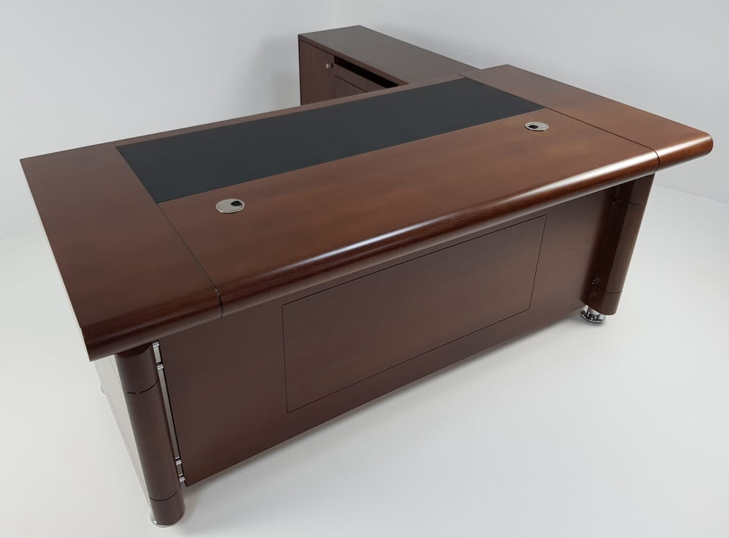 Light Walnut Real Wood Veneer Executive Desk With Roll Top - DES-1861 North Yorkshire