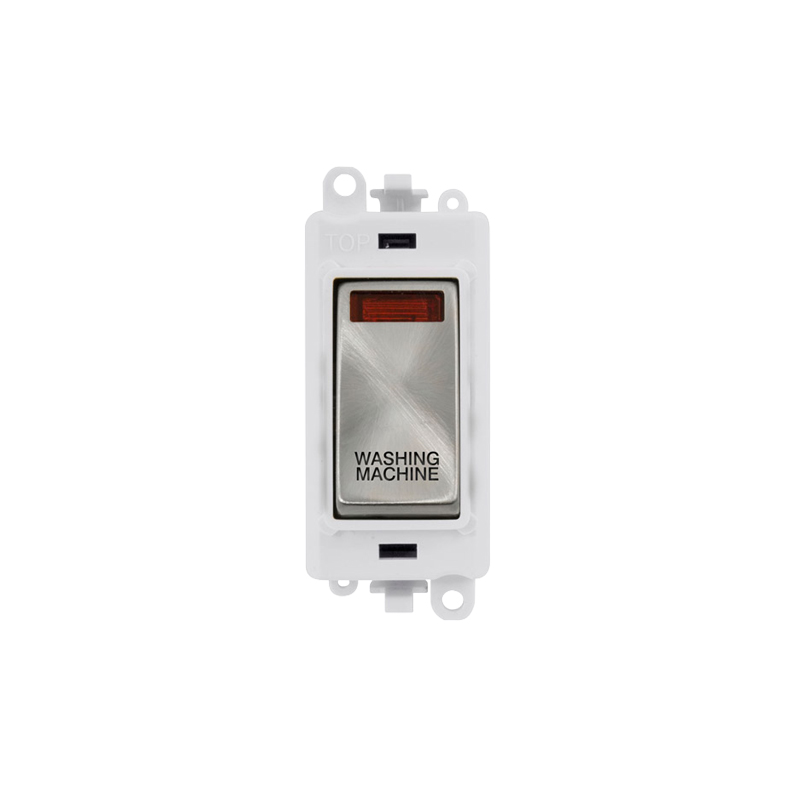 Click GridPro 20AX Satin Chrome DP Switch Module with Neon Washing Machine Insert Polar White