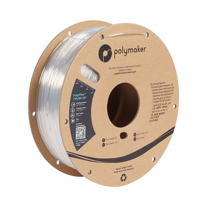 Polymaker PolyFlex TPU-95A High Speed 1.75mm Clear flexible filament 1kg
