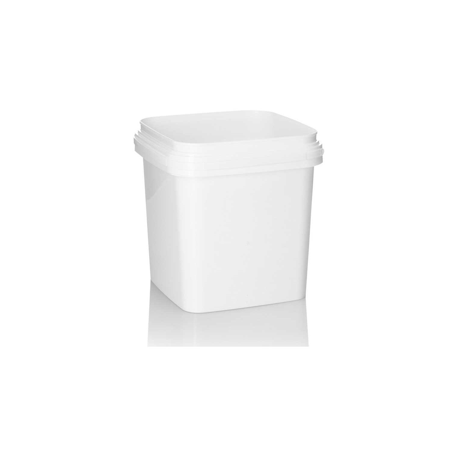 2.5ltr White PP Tamper Evident Square Pail with Plastic Handle