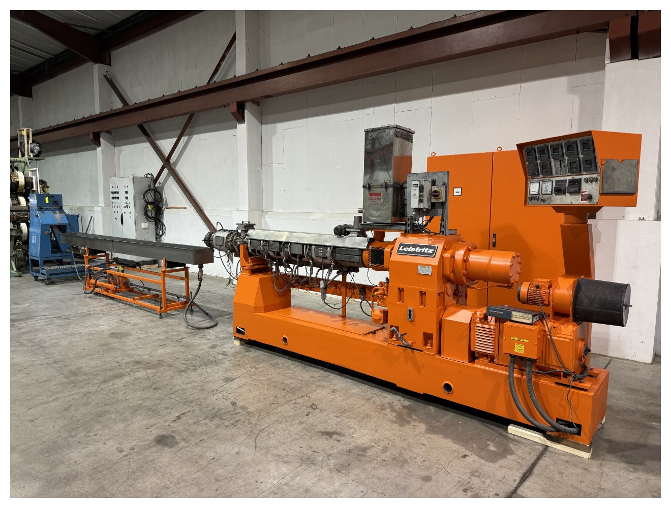 67mm Leistritz Model ZSE67 GL 34D Twin Screw compounding line . With water bath and Accrapak model 750/3 pelletiser