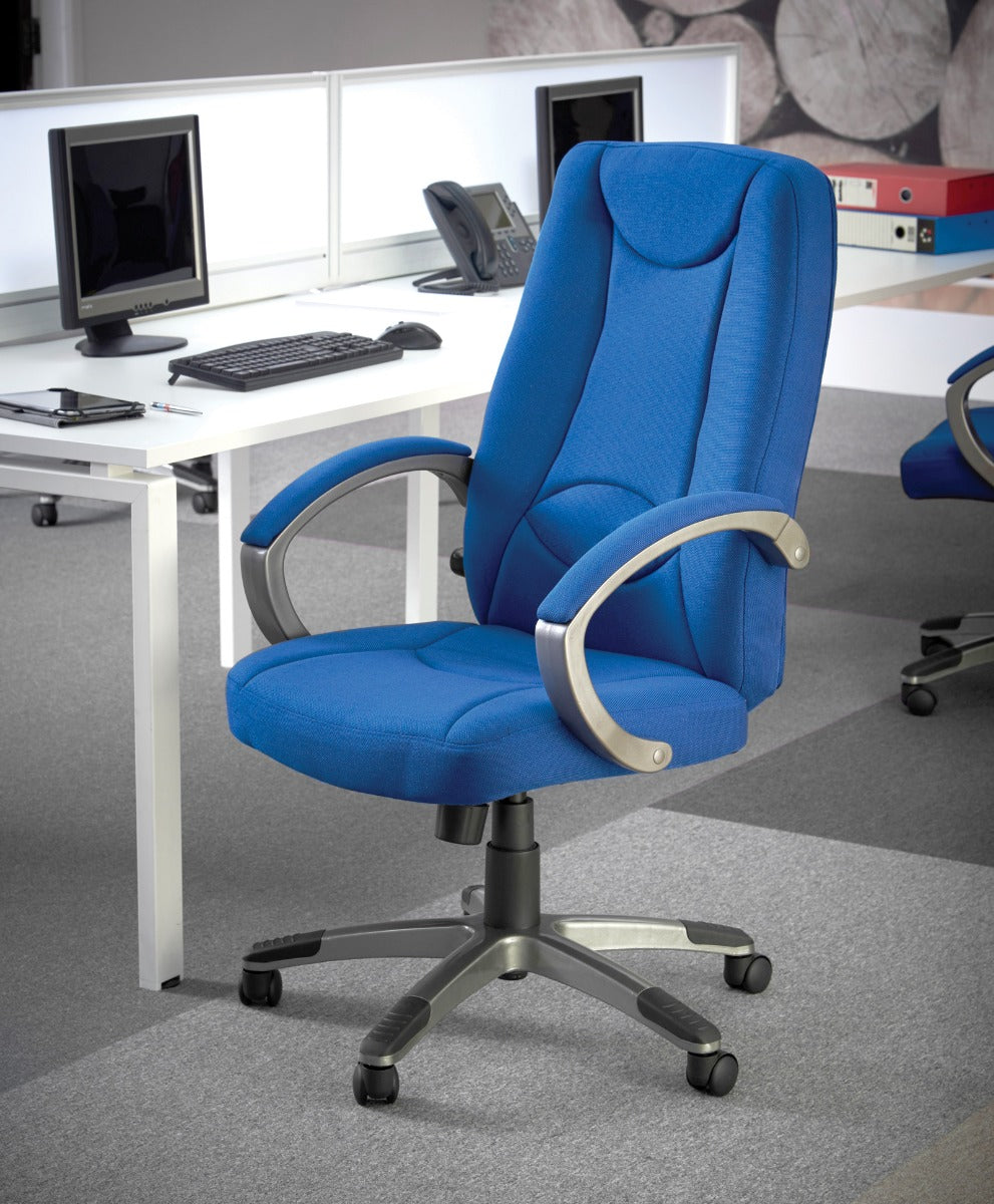 Providers Of Lucca High Back Fabric Adjustable Lumbar Office Chair - Blue or Charcoal Option UK