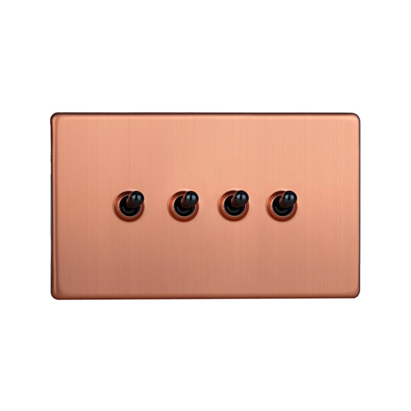 Varilight Urban 4G 10A Intermediate Toggle Switch Brushed Copper Screw Less Plate