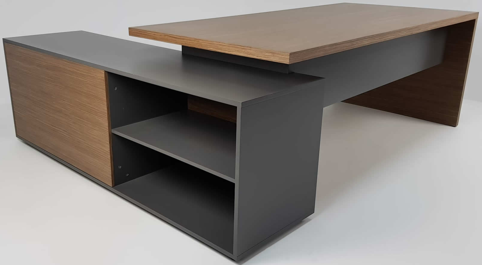 Specialising In Real Wood Veneer Light Walnut with Grey Executive Office Desk - 2200mm - B06U North Yourkshire
