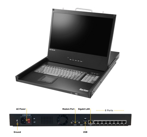 DLX2-108-LED - Raritan - (Dominion LX II) 8-port, LCD IP KVM Switch, with 1 remote & 1 local user, LAN, KVM Drawer, Economical KVM-over-IP for SMBs *NEW*