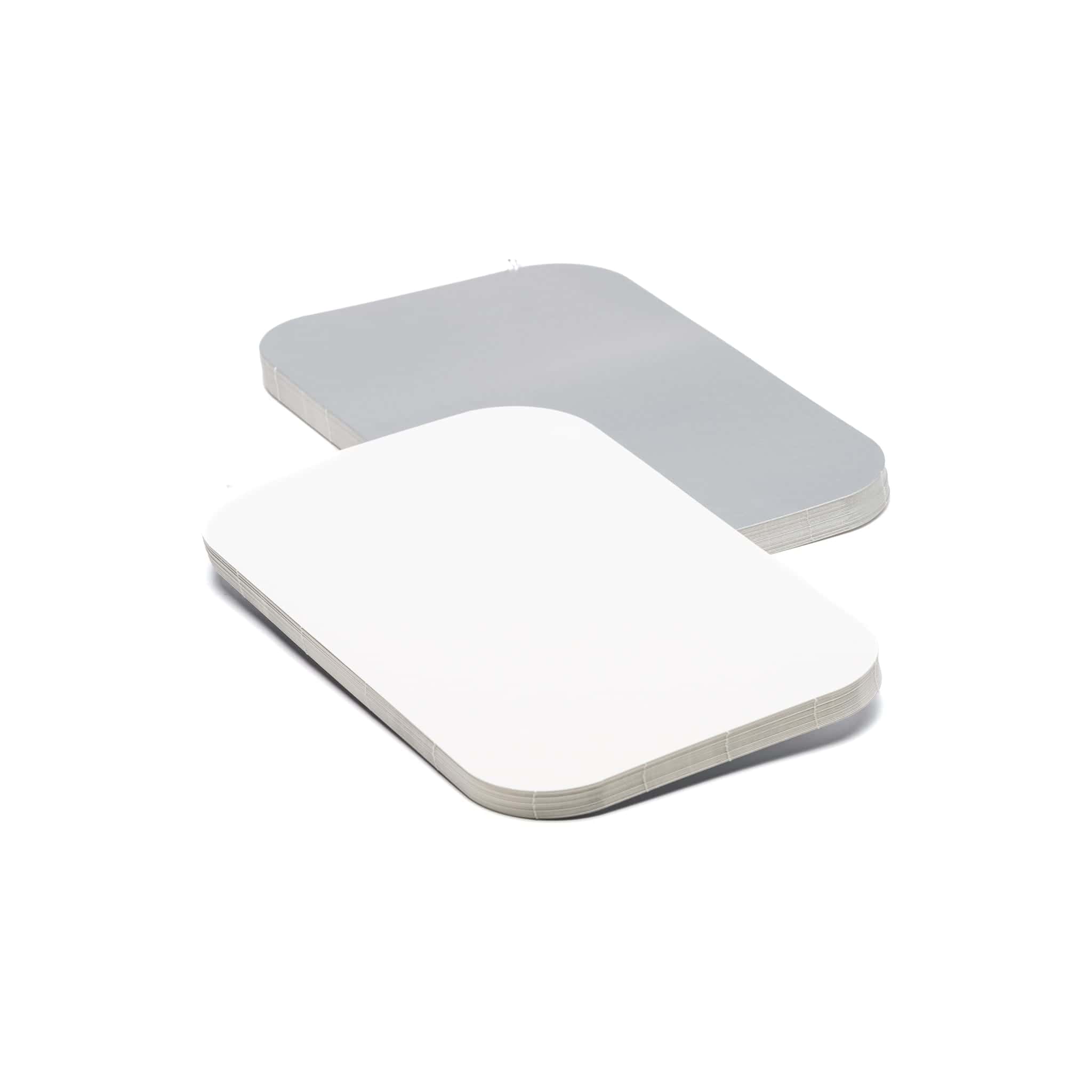 8″ x 5.5″ 2 Compartment White Foil Board Lid - 5261 cased 500 For Hospitality Industry
