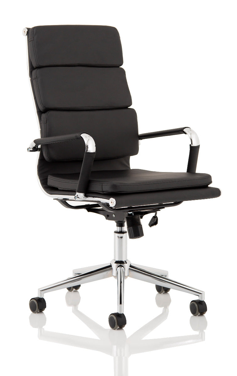 Hawkes Black Faux Leather Chrome Office Chair Huddersfield