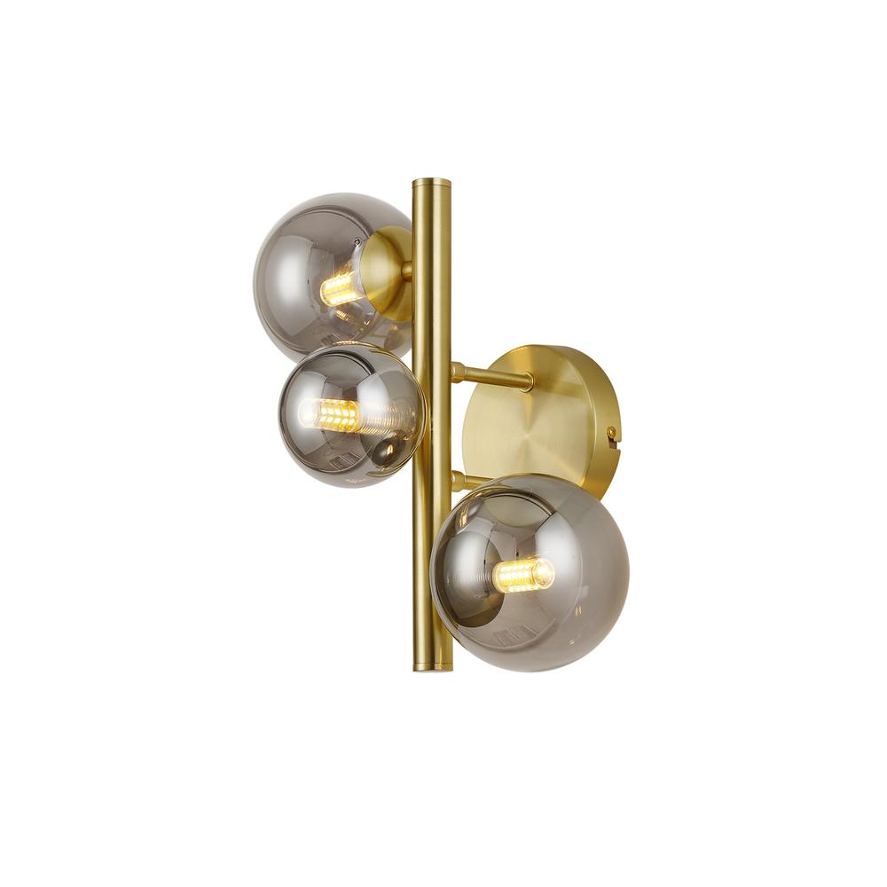 Luxuria Thorne Wall Light 3xG9 Satin Gold Smoke Plated Glass