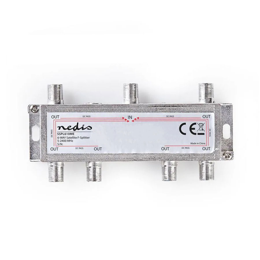 6 Way RF Connector Satellite Splitter Bandwidth 2.25GHz Impedance