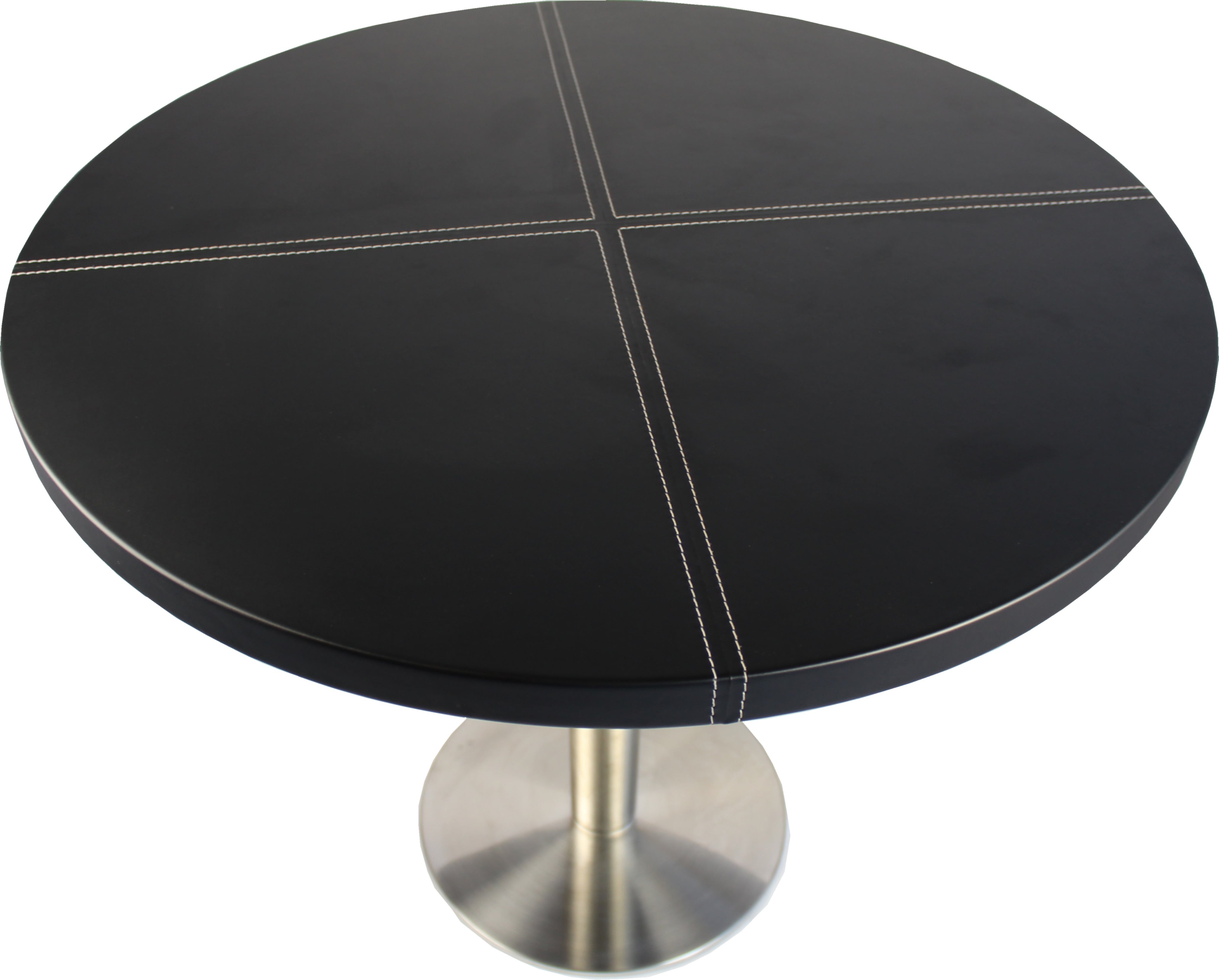 Black Leather Round Meeting Table - T-05 UK