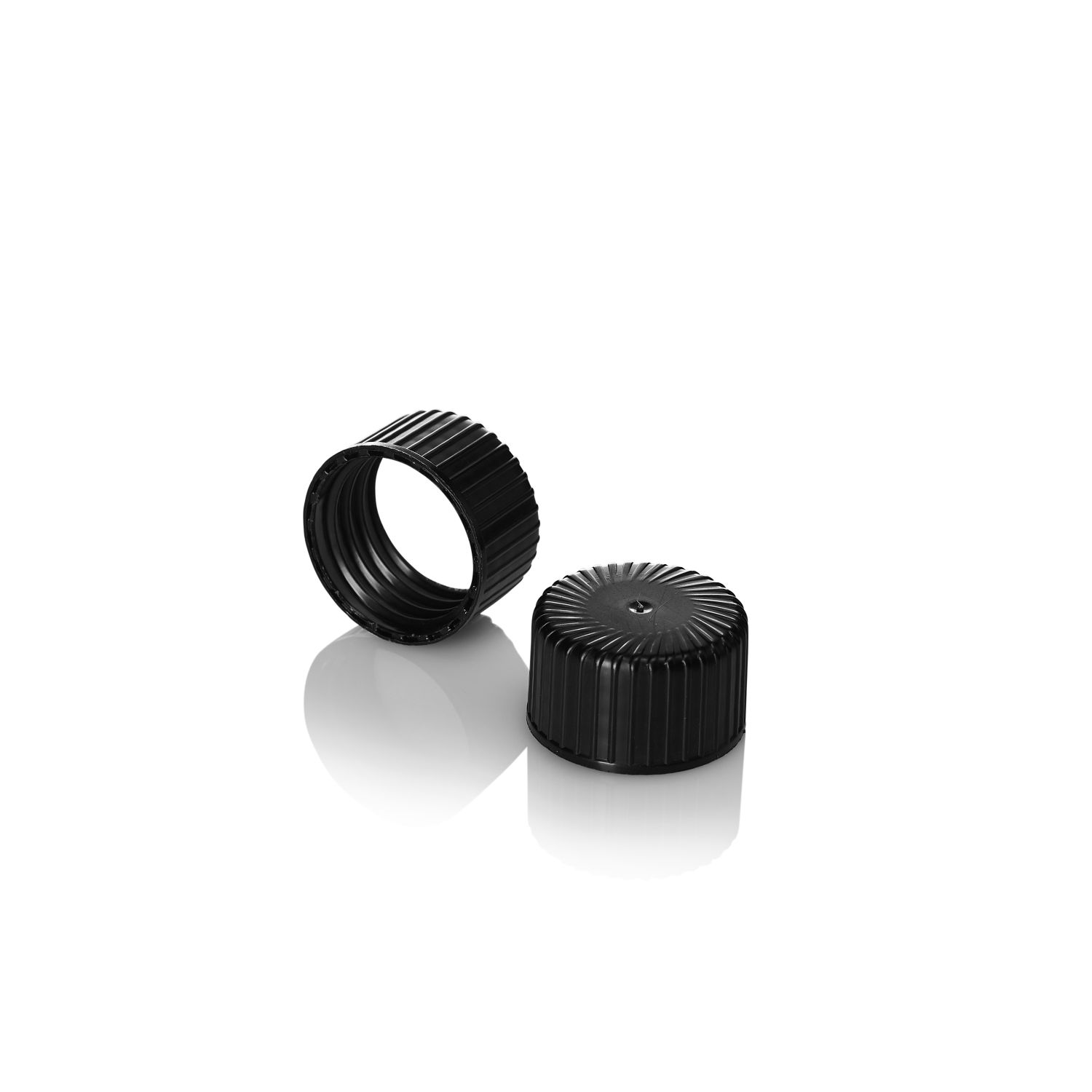 24/410 Black Wadded Screw Cap - Ribbed