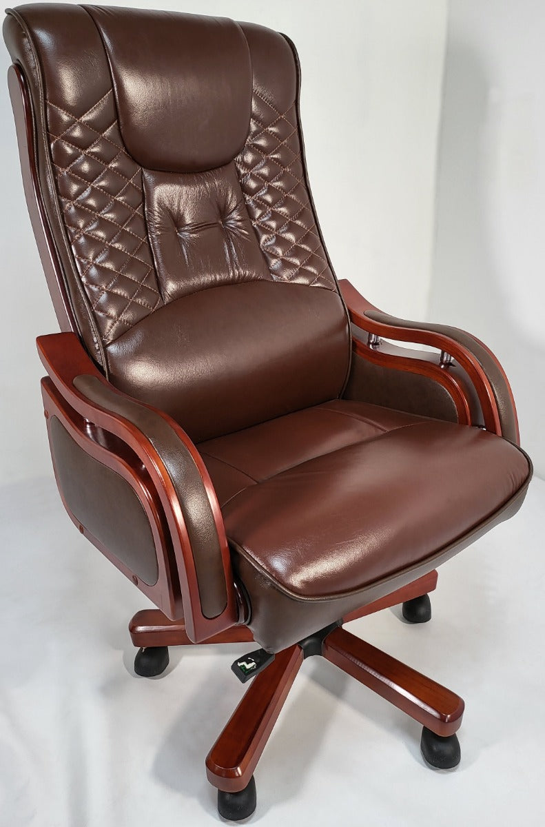 Providers Of Traditional Genuine Brown Leather Office Chair with Mahogany Arms - A616-BR Near Me