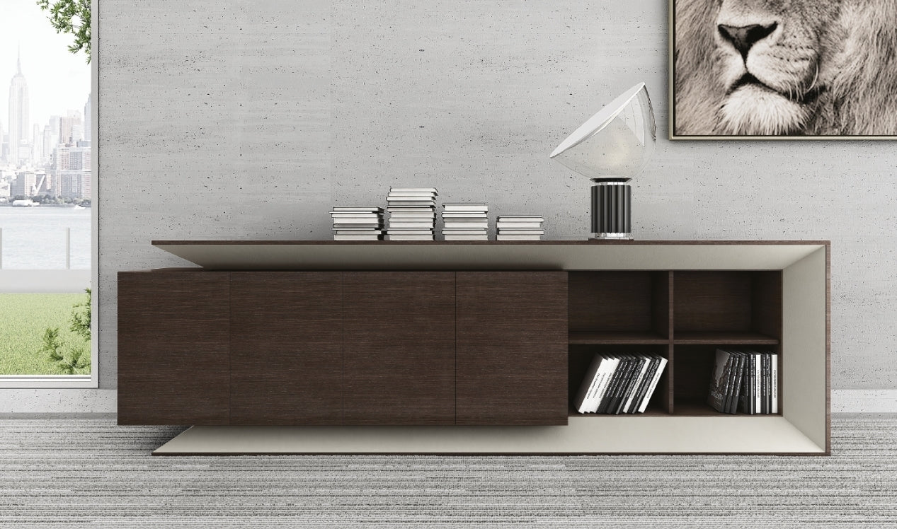 Providers Of Large Executive Office Sideboard Cupboard Chocolate Walnut and Ivory 0C6T312 UK