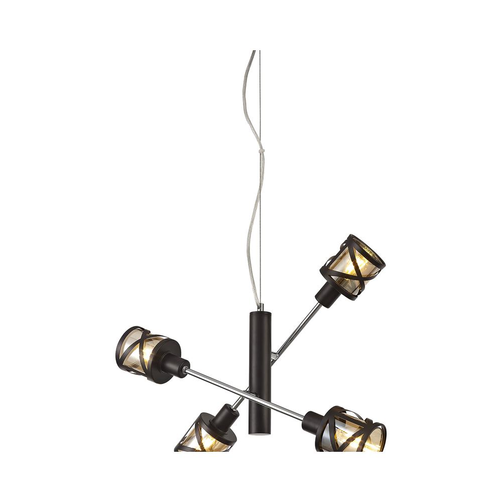 Luxuria Luminex 4 Light Adjustable Pendant E14 Oiled Bronze/Polished Chrome/Amber