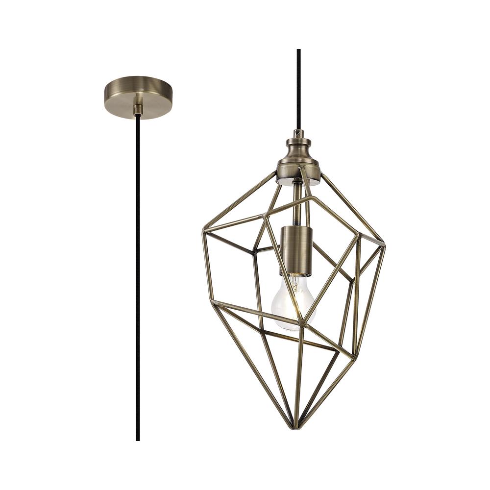 Luxuria Lumiere 25cm Medium Pendant Light E27 Antique Brass