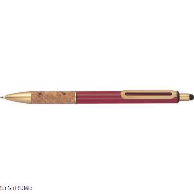 BALL PEN with Cork Grip Zone in Burgundy.