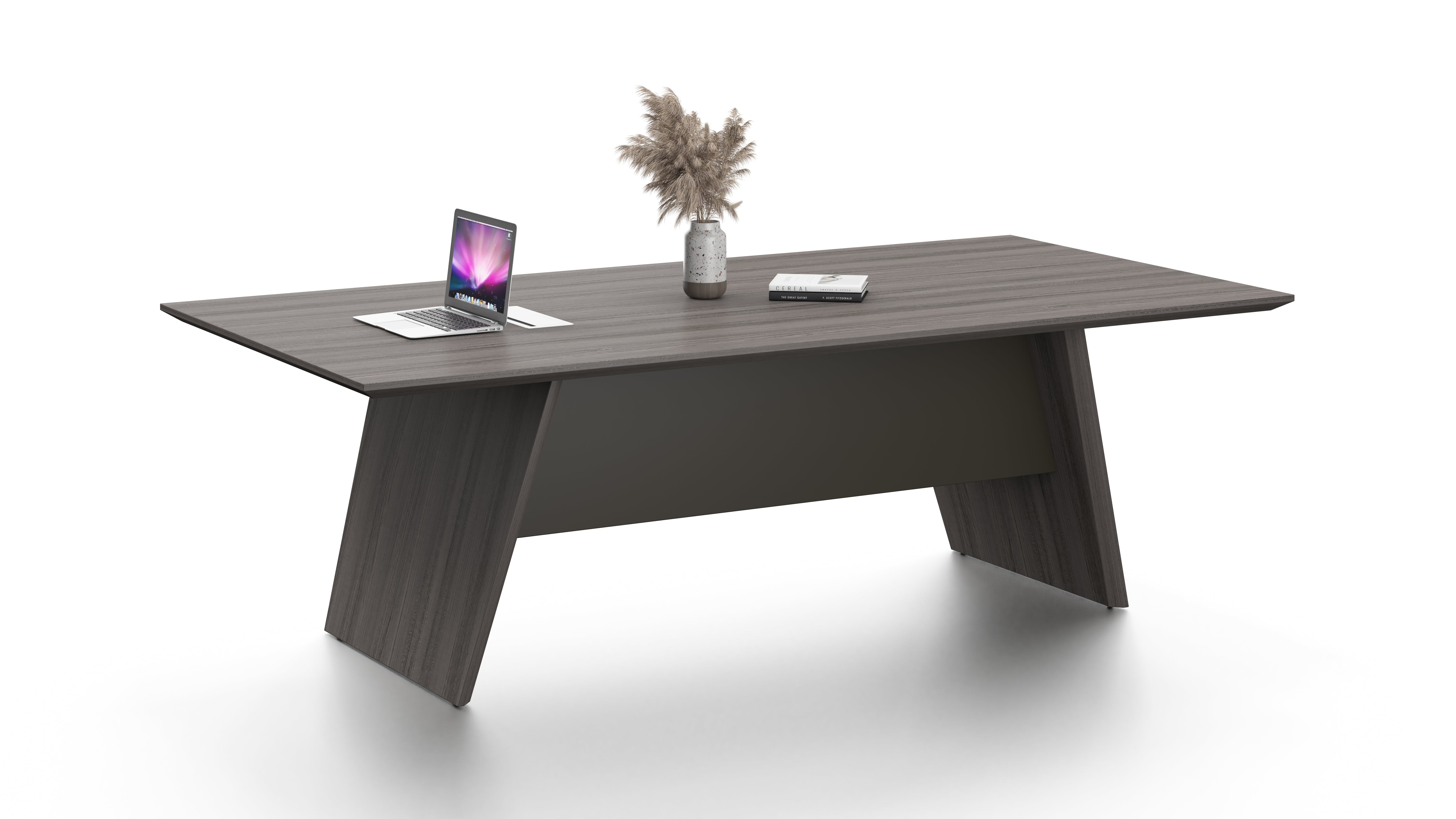 Specialising In Large Modern Grey Oak Veneer Meeting Table with Angular Leg - 2400mm - DG19-C0124 North Yourkshire