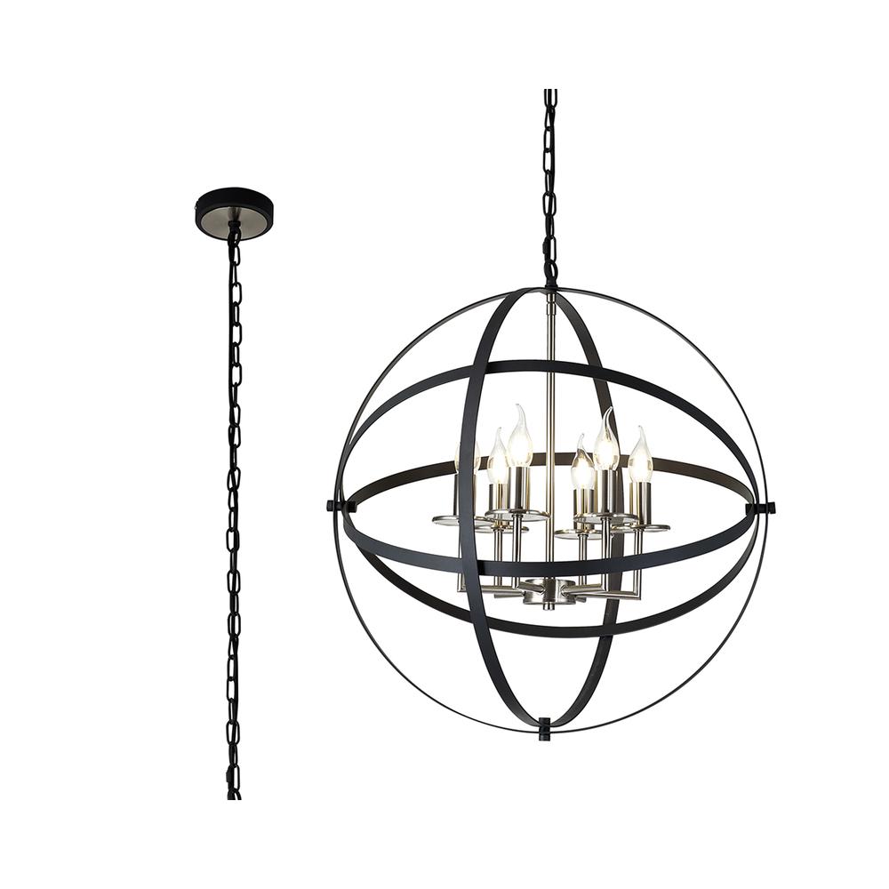 Luxuria Polaris 63cm Pendant 6xE14 Anthracite/Satin Nickel