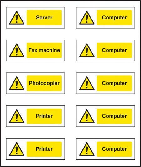 Office labels (various machinery) sheet of 10 labels 40x18mm