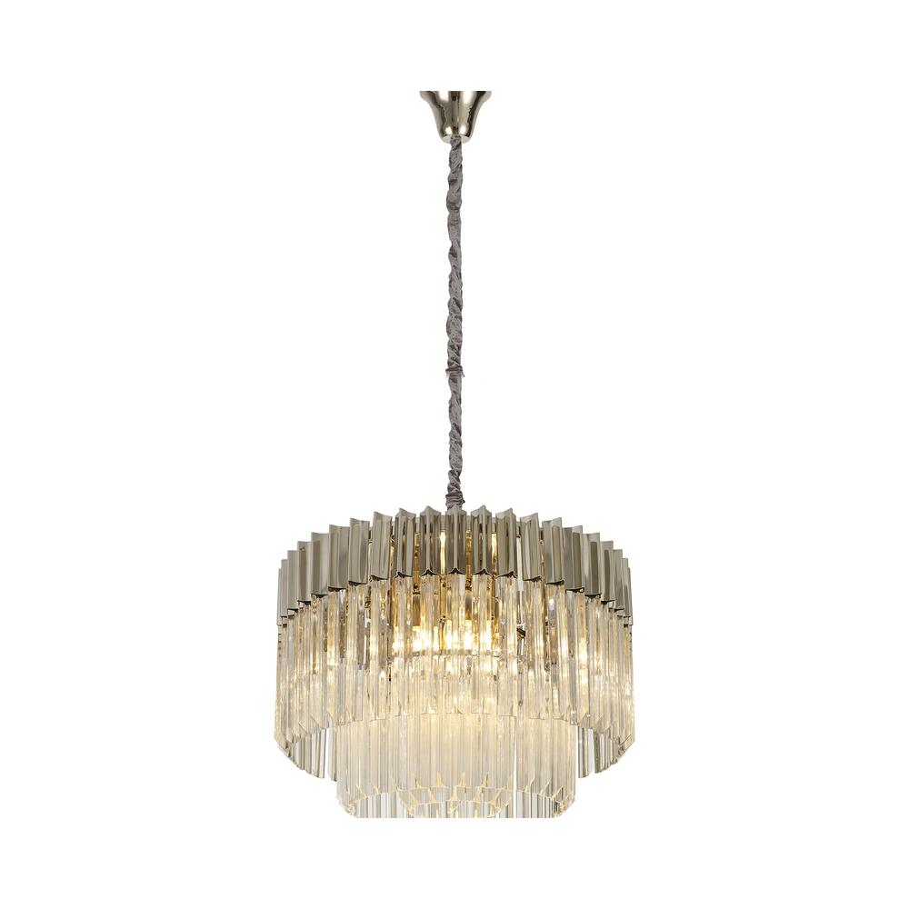 Luxuria Osiris 60cm Pendant Round 8 Light E14 Polished Nickel/Clear Sculpted Glass