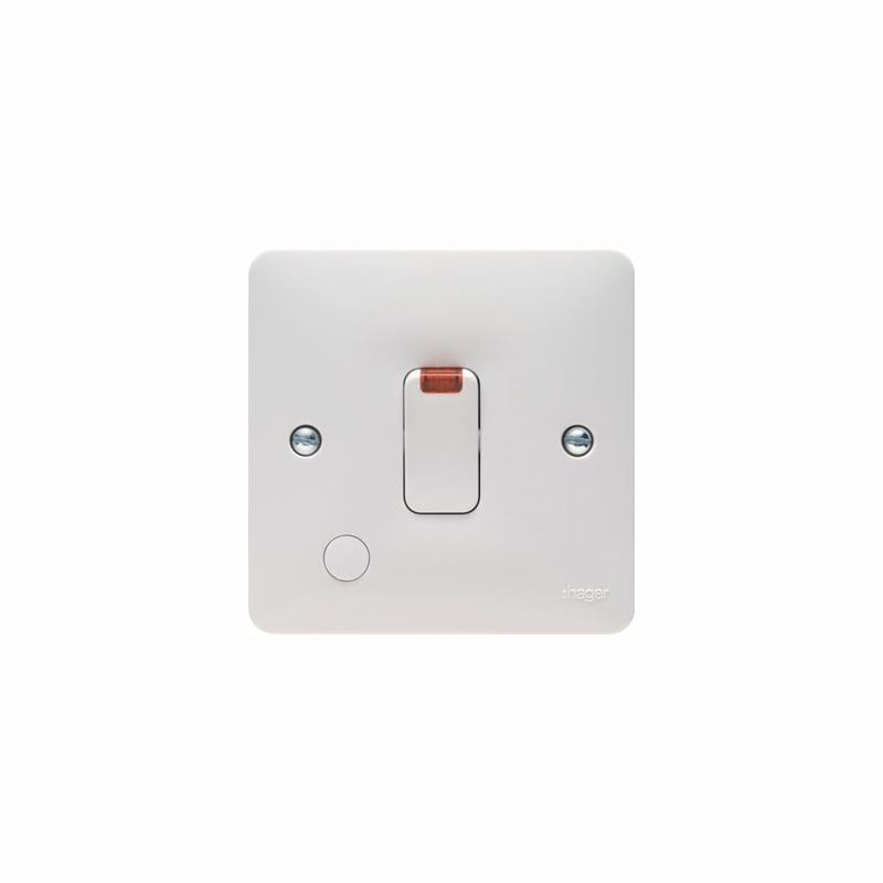 Hager Sollysta 20A DP Switch With LED Indicator and Flex Outlet