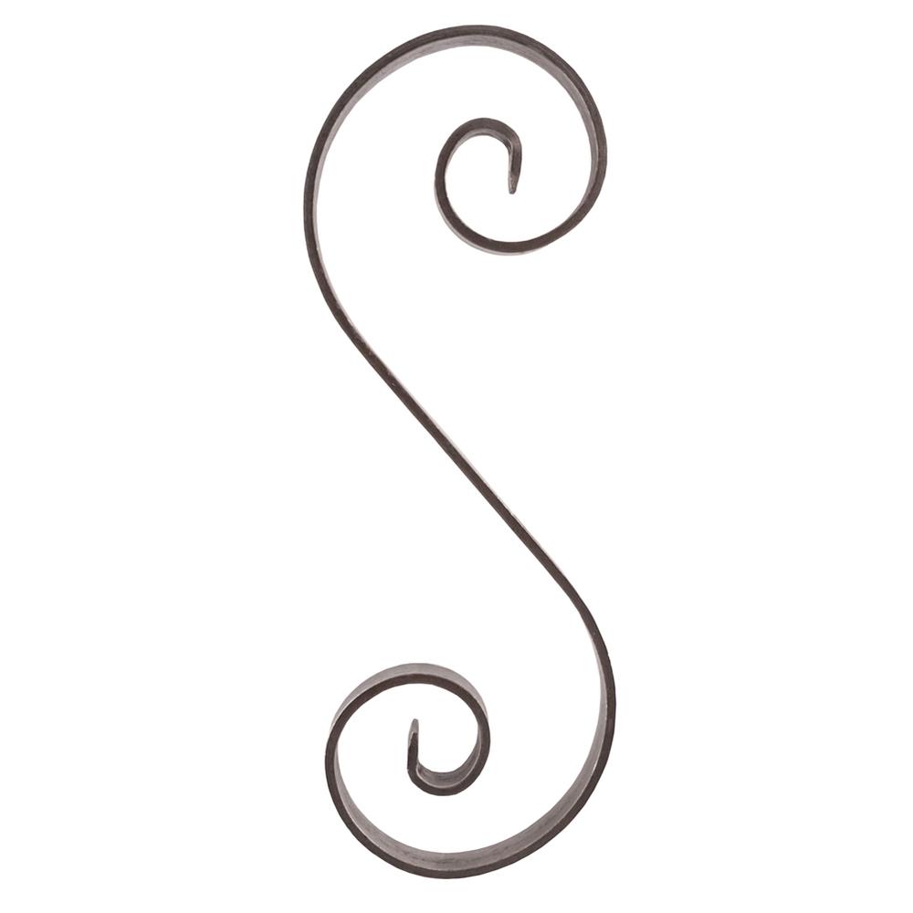 S Scroll - Height 290 x Width 100mmSmooth - 12 x 6mm Flat Bar