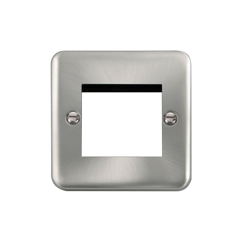 Click Deco Plus New Media 2 Aperture Grid Face Plate Satin Chrome