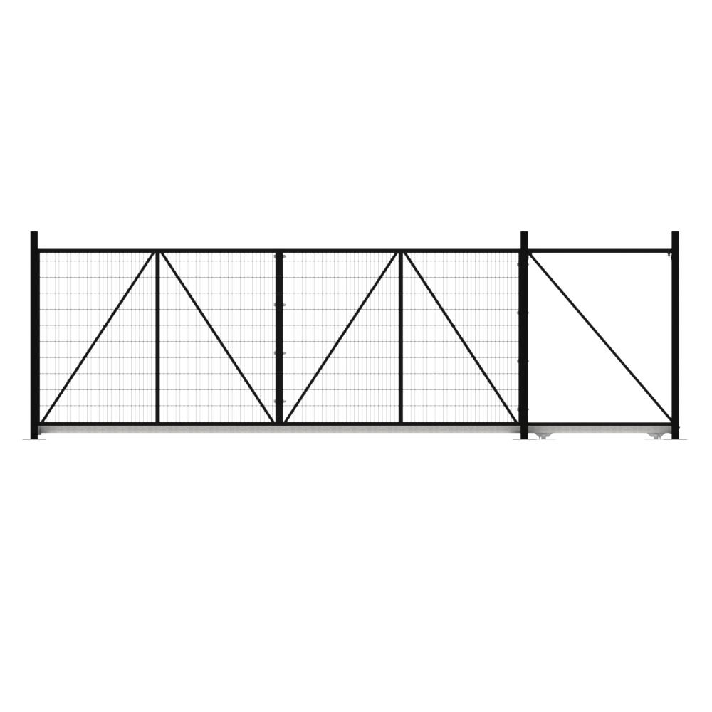 Cantilever Sliding Mesh Gate - 2.4H x 6mBlack With Track & Accessories - RH Open