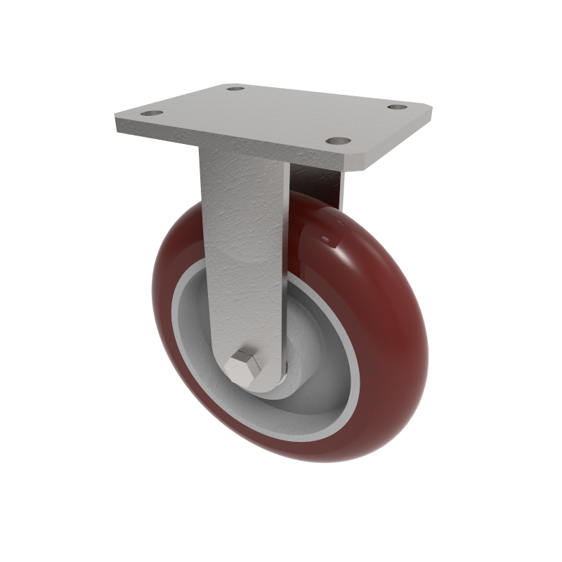 Ergonomic Polyurethane Plate Fixed Castor 200mm 775kg Load