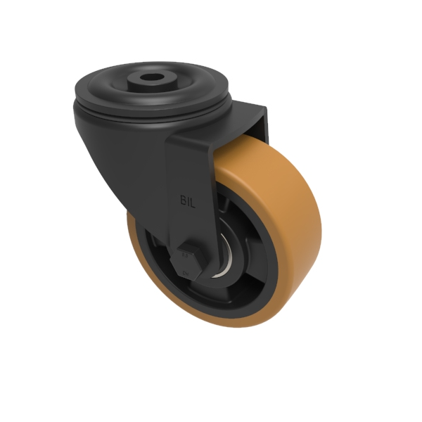 Polyurethane Nylon Bolthole Swivel Castor 125mm 300kg Load